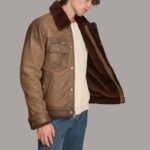 Men's leather jacket with fur lining trucker jacket - Image 7