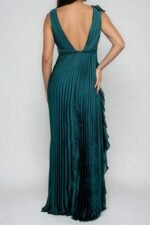 Women's Dress Deep V Pleated Maxi Dress - Image 4
