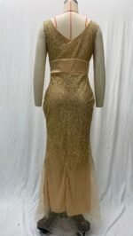 Women's Dress Sequin Maxi with Spaghetti Straps V-Neck Slit - Image 4