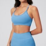 Women Seamless Sports Bra U Neck Criss Cross Multi Strap Back Removable Chest Pads Breathable Stretch Yoga Workout Bra - Image 3