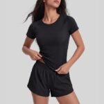 Women Breathable Mesh 2-Piece Athletic Set Quick Dry Round Neck Short Sleeve Top & Loose Running Shorts - Image 2