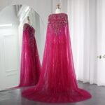 Crystal Sequin Gown Crystal-Embellished Cape-Style Long Evening Gown - Image 5