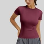 Women Premium Quick Dry Buttery Soft Seamed Sculpt Yoga Top Crew Neck Short Sleeve Slim Fit Cropped Sports Shirt - Image 4