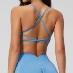 Women Seamless Sports Bra U Neck Criss Cross Multi Strap Back Removable Chest Pads Breathable Stretch Yoga Workout Bra - Image 4