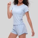 Women Breathable Mesh 2-Piece Athletic Set Quick Dry Round Neck Short Sleeve Top & Loose Running Shorts - Image 4