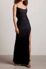 Women's Dress Open Back High Slit Maxi Dress - Image 3