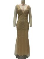 Women's Dress Sequin Maxi with Spaghetti Straps V-Neck Slit - Image 2