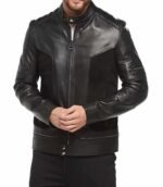 Men’s Brown Leather Waxed Cafe Racer Jacket - Image 3